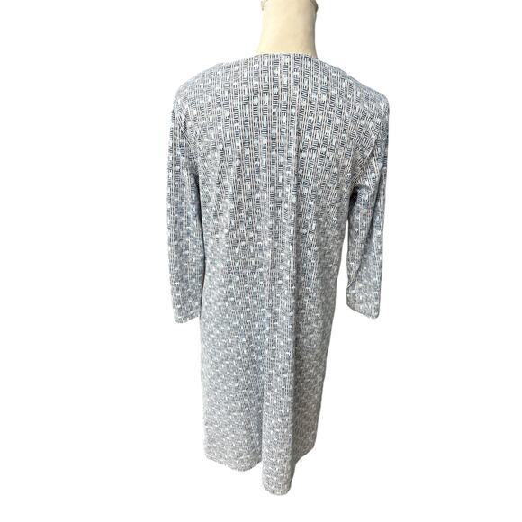 J. McLaughlin Catalina Blue/White Terrace Print Miley Snap Sleeve Dress - M - Picture 6 of 9